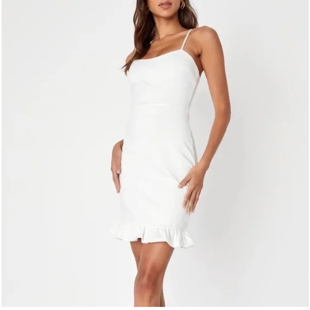 Lulus Spoonful of Sass White Ruffled Bodycon Mini Dress